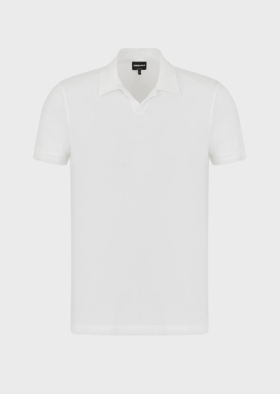 Short-sleeved polo shirt in light wool 05